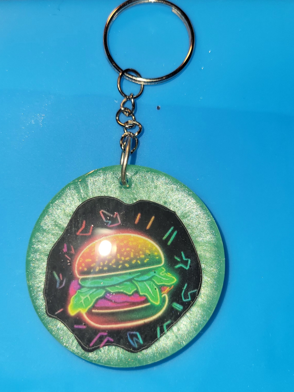 Green Burger Graphic Keychain